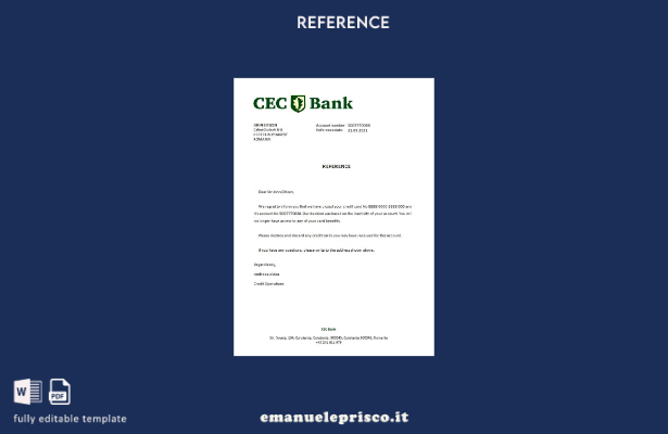 modello di riferimento per la chiusura della banca Romania CEC stile verificato